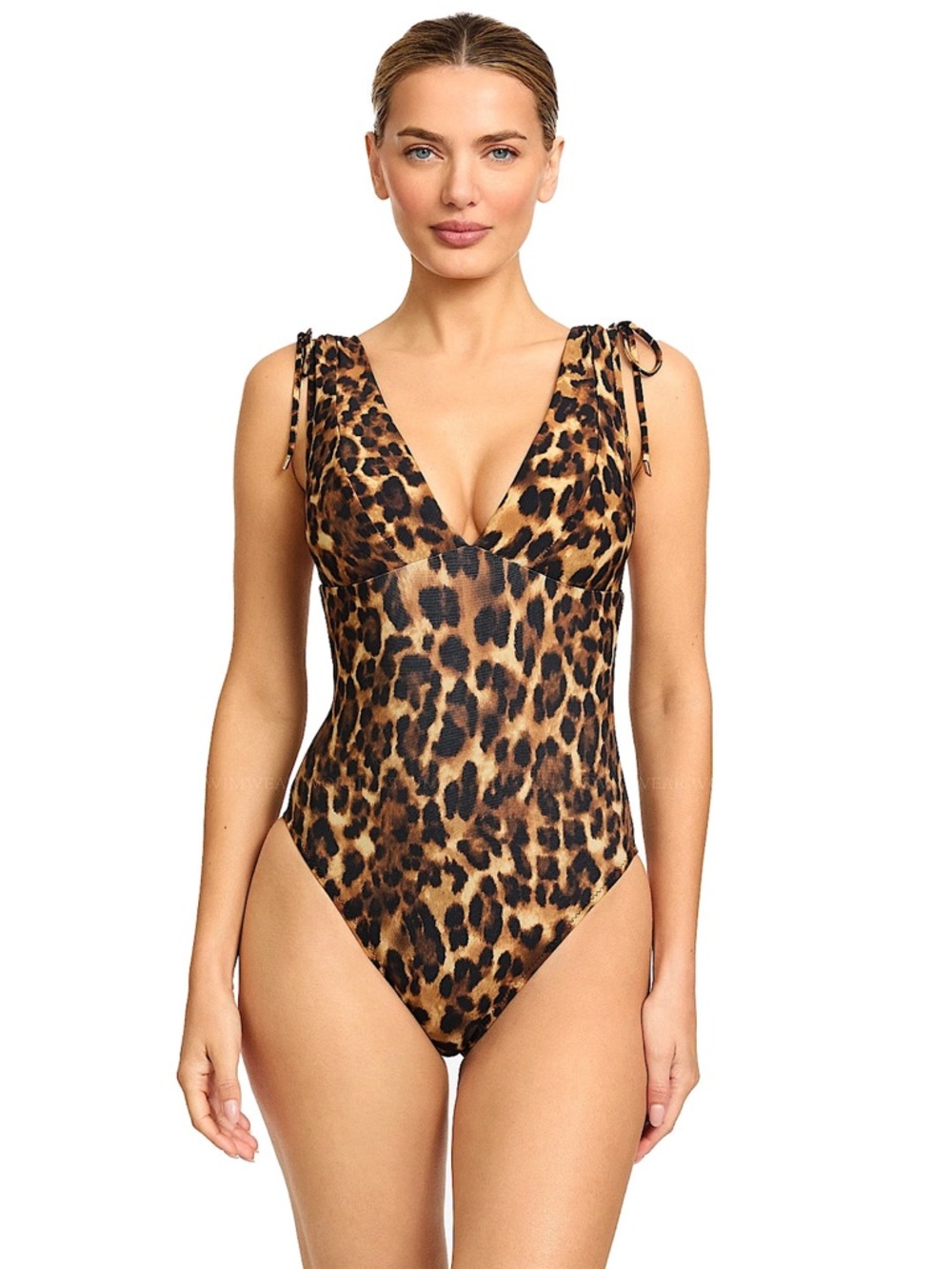 Robin Piccone Olivia Plunge Neck One-Piece Swimsuit, Size 8, $186